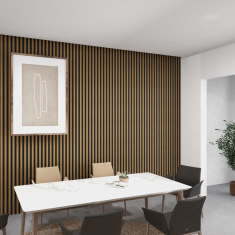 Panel revestimiento pared alistonado efecto madera poliestireno Calora Wide Line Toasted 270x12.2x2 cm (0.33 m²)