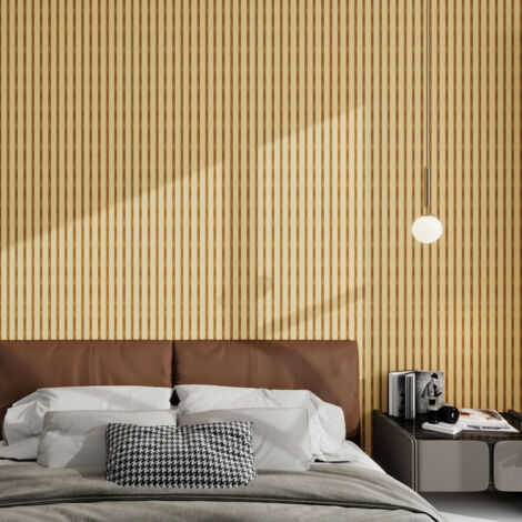 Panel revestimiento pared alistonado efecto madera poliestireno Calora Mid Line Natural 270x12.2x1.2 cm (0.33 m²)