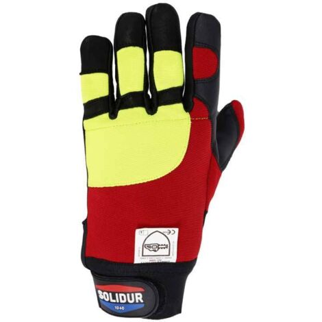 Solidur – Gants anti-coupure tronçonneuse Classe 1 – Protection complète mains – Paume cuir fleur – Résistance abrasion et déchirure – Confort ergonomique (1/2)