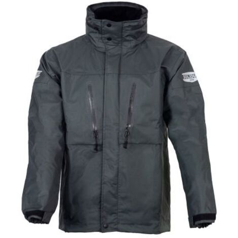 Veste de pluie grise H2O imperméable et respirante avec capuche casque (1/4)