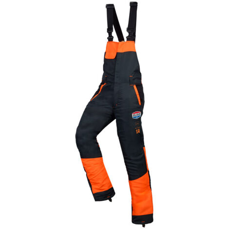 Solidur – Salopette scie à chaîne CL1 – 5 couches de protection – Tissu léger et déperlant – Haute visibilité pour bûcheronnage (1/2)