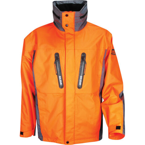 Veste de pluie orange H2O imperméable et respirante avec capuche casque (1/4)