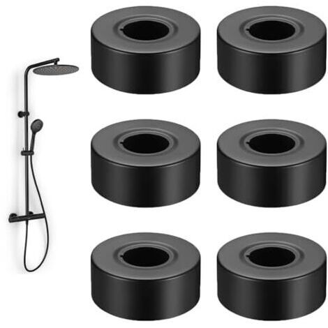 Duscharmatur, 30-mm-Armaturenrosette (schwarz), 6-teiliges Set Edelstahl-Heizkörperrosetten, Heizungsrohrrosetten, Heizkörperrohrabdeckung, für Wasser- und Gasleitungen (1/5)