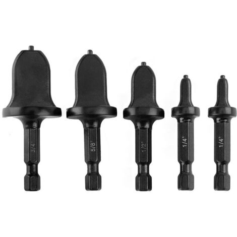 Set mit 5 Präzisions-Rotationsbohrwerkzeugen für Kupferrohre (Zoll) mit Sechskantgriff (1/4", 1/4", 1/2", 5/8", 3/4")