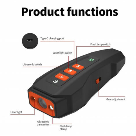 Tragbares Hundetrainingsgerät, Ultraschall-Antibellgerät, wiederaufladbar, mit blinkendem LED-Licht variabler Frequenz. (1/5)