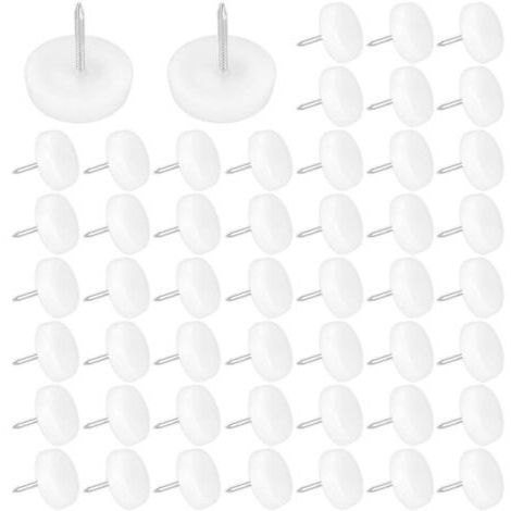 50 Stück Nagelgleiter aus ABS-Harz, 19 mm, robust und langlebig, runde Form, vibrationsdämpfend, für Stühle, Tische, Büros, Wohnzimmer, Schlafzimmer und Arbeitszimmer – Weiß (1/5)