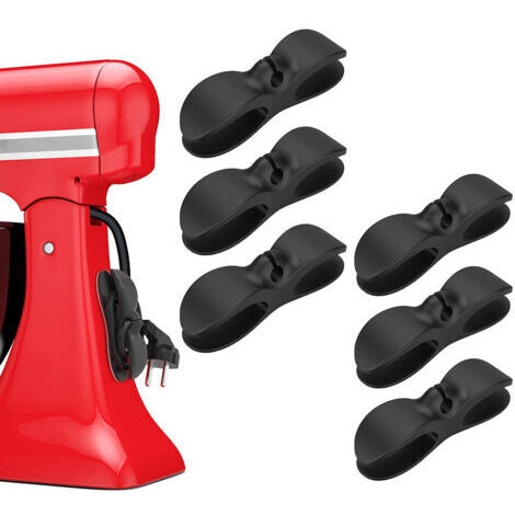 Schwarzer 6-teiliger Kabelorganizer für Haushaltsgeräte – Selbstklebender Organizer für kleine Küchengeräte, Kabelaufwickler, Kabelhalter, Organizer für Gerätekabel, Mixer, Kaffeemaschinen (1/5)