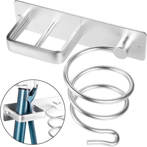 Haartrocknerhalterung, Glätteisenständer mit Kabelmanagement, Wandhalterung aus Aluminium für Haartrockner, für Badezimmer, Schlafzimmer, Hotel, Silber (1/5)