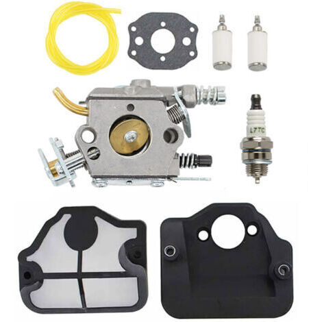 Vergaser-Reparatursatz für Husqvarna 36, 41, 136, 137, 141 und 142 Kettensägen, Poulan-kompatibel, inklusive Luftfilter und Kraftstofffilter, ersetzt WT-834, WT-657, WT-529, WT-289, WT-285, WT-239 und (1/5)