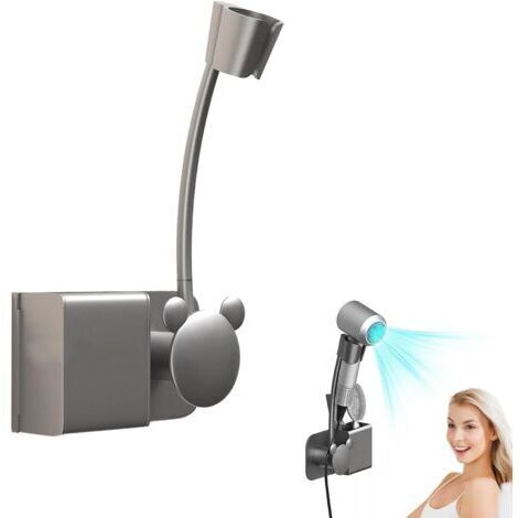 360° verstellbarer, freihändiger Haartrocknerhalter, Wandhaartrocknerhalter mit Kabelaufhängung, flexibler Haartrocknerhalter (1/5)