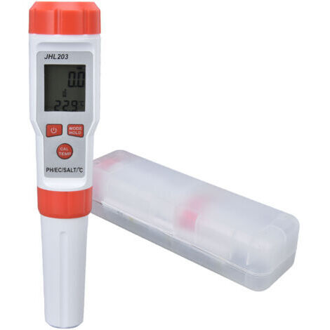Tragbares 4-in-1-Wasserqualitätsmessgerät (pH-Wert/EC-Wert/Salzgehalt/Temperatur) mit hintergrundbeleuchtetem Display für Aquarien - (1/5)