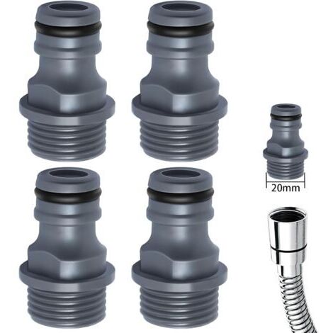 Set mit 4 G 1/2 Zoll / 20 mm Wasserhahnverbindern, Gartenschlauchverbindern, 1/2 Zoll Schlauchverbindern, Außengewinde für Wasserhahn (1/5)
