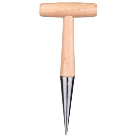 Blumenzwiebelpflanzer aus Edelstahl mit Holzgriff, Gartengerät mit langem Griff – Zum Pflanzen von Blumenzwiebeln, Zwiebeln und tiefwurzelnden Pflanzen, ergonomisches Design, markierte Pflanztiefe (1/3)