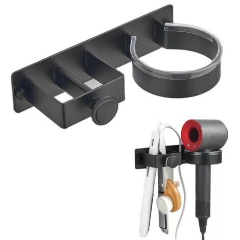CSPARCV Haartrocknerhalterung, Halterung für Haartrockner und Glätteisen, kein Bohren erforderlich, Wandmontage, Haartrocknerhalterung aus Edelstahl, Aufbewahrung für Haartrockner im Badezimmer, Schwa (1/4)