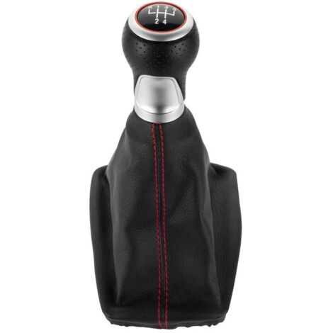 Schaltknaufabdeckung und Staubschutzhüllenset für Audi A4 S4 Q5 Serie, schwarz mit schwarzen Nähten und glänzendem Ring, 5-Gang, R13524, ein Stück pro Packung. (1/4)