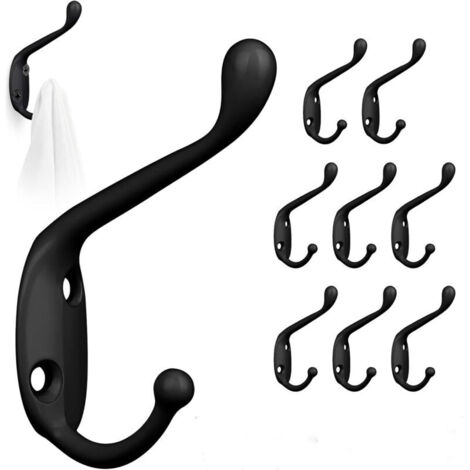 SHINING HOUSE Retro-Kleiderhaken aus Metall, schwarze Vintage-Kleiderhaken, Retro-Kleiderhaken, Doppel-Kleiderhaken mit Schrauben für Zuhause für Wandmontage, Badezimmer, Küche, Küche