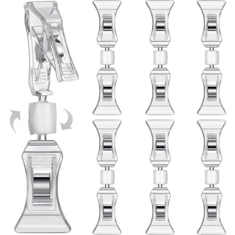 SHINING HOUSE 10er-Pack drehbarer Doppelclip-Etikettenclip, transparenter Kartenhalter, Preisschildhalter, Flohmarkt-Notizenbefestigung, Fotohalter, 9 x 2,1 cm