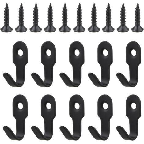 SHINING HOUSE 10 Stück schwarze Einzelhaken Wandgarderobe Haken Edelstahl Haken Retro Mini Kleiderhaken Einschraubhaken mit 10 Schrauben für Tür, Wand, Badezimmer, Küche
