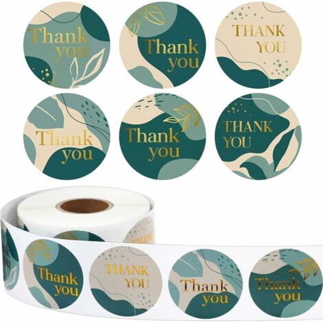 SHINING HOUSE 500 Stück abstrakte Dankeschön-Rollenaufkleber, elegante Dankesetiketten aus Goldfolie, runde Dankesaufkleber, Umschlagversiegelungsaufkleber, 1,5 Zoll