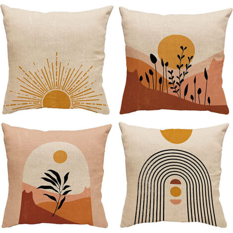 SHINING HOUSE Set mit 4 Kissenbezügen, 45 x 45 cm, Blumen-Aquarellmalerei, dekorative Leinen-Kissenbezüge, Sofa-Kissenbezug, quadratischer Kissenbezug für Bett, Auto, Zuhause, Sofa