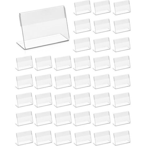 SHINING HOUSE 40 Stück transparenter Acryl-Etikettenhalter, Namenskartenhalter, Preisetikettenhalter für Büro, Schule, Supermarkt (6 x 4 cm)