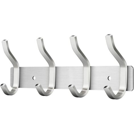 SHINING HOUSE Wandgarderobe mit 4 Haken, Kleiderhaken Wandhaken für Handtücher aus Edelstahl (Silber, 4 Haken)