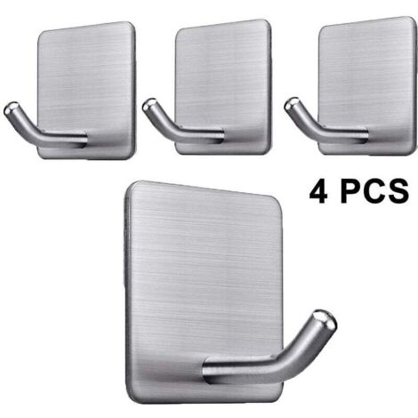 SHINING HOUSE Badezimmer-Garderobenhaken, 4er-Pack Klebehaken, zum Aufkleben auf die Schrankwandtür, Handtuchhalter aus Edelstahl, Kleiderhaken