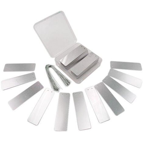 SHINING HOUSE 100 Stück wasserdichte Aluminium-Pflanzenmarkierungsetiketten mit 16 cm langen Drähten
