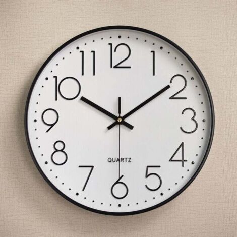 SHINING HOUSE 30 cm Wandpendeluhr, Quarz-Wanduhr, leise, geräuschlose Uhr mit übergroßen Zahlen, für Wohnzimmer, Schlafzimmer, Büro, Cafeteria, Restaurant, europäisches Retro (schwarz)
