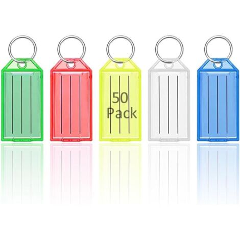 SHINING HOUSE Schlüsselanhänger-Tag, Schlüsselanhänger, 50 Stück, 5 Farben, Schlüsselanhänger-Papieranhänger mit leeren Tags für Türschlüssel-Identifizierung, Koffer, Hotel, Haustier