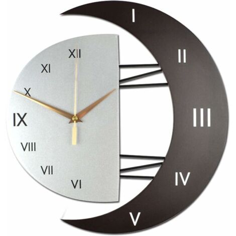 SHINING HOUSE Wanduhr, modernes Design, geräuschlos, Küchenuhr, kreativer mondförmiger Rahmen, Heimdekorationsuhr