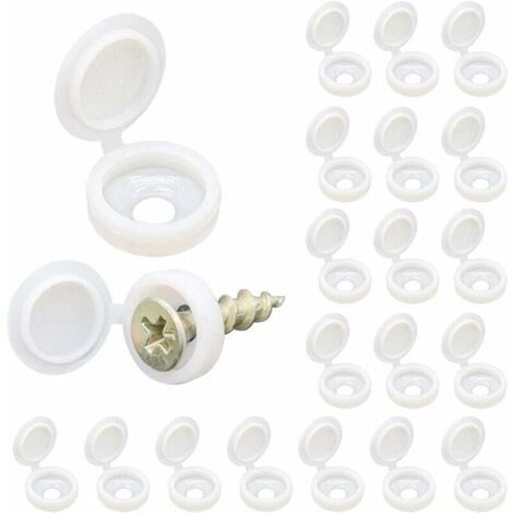 Couvercle à Vis, 100 Bouchons à Vis en Plastique, Couvercle de Protection à Vis pour la Maison, les Meubles, Cache Vis pour les Murs(Blanc)