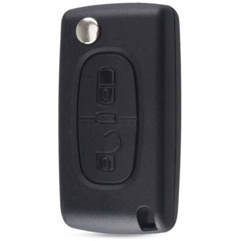 Ulisem Schlüsselgehäuse, kompatibel mit Peugeot 107 207 307 308 407, 2 Tasten, CE0536, Klinge ohne Nut, Batterie im Gehäuse LO-Ron
