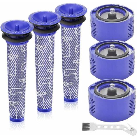 Ersatzfilter-Set für Dyson V6 Absolute Akku-Staubsauger, ersetzt 966741-01, 965661-01, 7er-Pack (3 HEPA-Filter, 3 Vorfilter, 1 Reinigungsbürste)