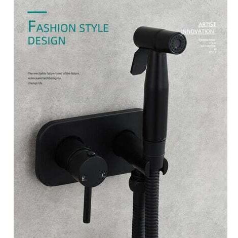WC-Duschset, WC-Bidet-Spray, Bidet-Duschsprayer aus Messing, Wandmontage, Handbrause, Mischbatterie, Schwarz