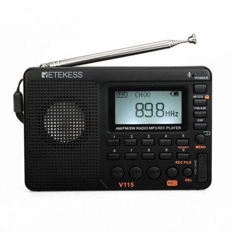 SHINING HOUSE Wiederaufladbares tragbares Radio, FM AM SW Radio, (Schwarz)