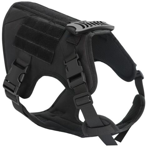 SHINING HOUSE Schwarzes taktisches Hundegeschirr XL, militärische Arbeitshunde-Schnallenweste, spannungsfreies militärisches Trainings-Hundegeschirr mit Gürtelclip für Wandern und Jagd