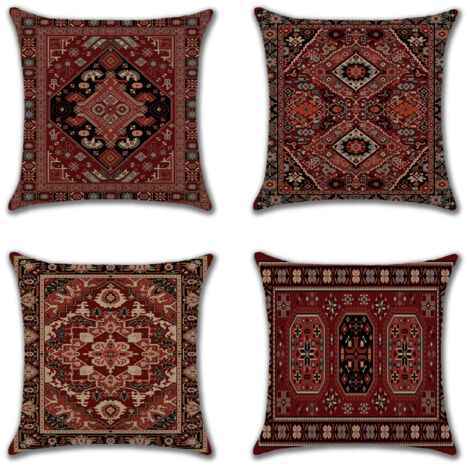 Ahlsen Persische geometrische dekorative Kissenbezüge, Heimdekoration, 4er-Set, orientalische Ikat-Dekokissen, 45,7 x 45,7 cm