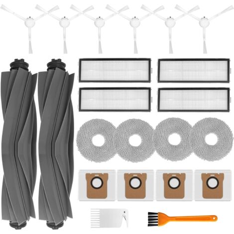 Bibemorol Zubehörset für Dreame L10 Ultra / L10s Ultra Roboter Staubsauger, Zubehör mit 2 Hauptbürste, 4 HEPA Filter, 4 staubbeutel, 4 Wischtücher, 6 Seitenbürsten, 2 Reinigungsbürsten(Weiß)