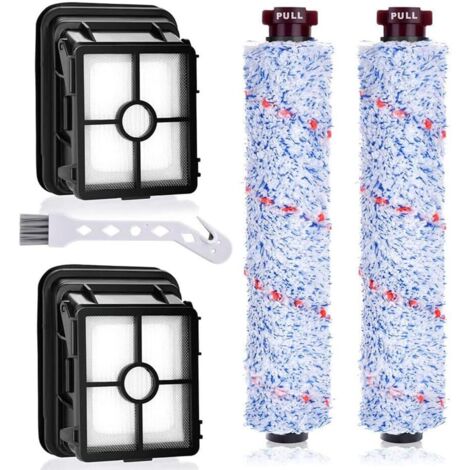 5-teiliges Rollenbürstenfilter-Set für Bissell CrossWave 1713N 2225N 2582N 17132 25821 Staubsauger, 2 Rollenbürsten, 2 HEPA-Filter, 1 Reinigungsbürste