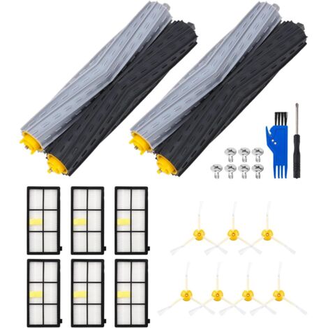 Zubehör-Teile-Set für Staubsauger iRobot Roomba 800 900 Serie 860 865 870 880 896 960 966 976 980 981, Ersatzteile für Roomba, 2 Sätze Gummibürsten, 6 Filter, 7 Seitenbürsten