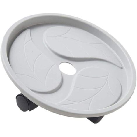Runder mobiler Pflanzen-Caddy-Pflanzer, mit beweglichen Rollen, beweglicher Wagenablage, Blumentopfhalter für drinnen und draußen, grau, 20,3 cm