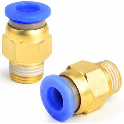 2 Stück 6 mm Rohraußendurchmesser x 1/8 BSP-Stecker, gerade, zum Anschließen von Raccords (PC6-01) (1/5)