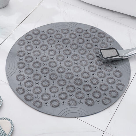 (Grau, 30 x 30 cm) Runde Massage-Badematte aus PVC, rutschfeste Duschmatte, Badezimmermatte, maschinenwaschbare Duschmatte, Badewannenmatte mit Abflusslöchern und Saugnäpfen