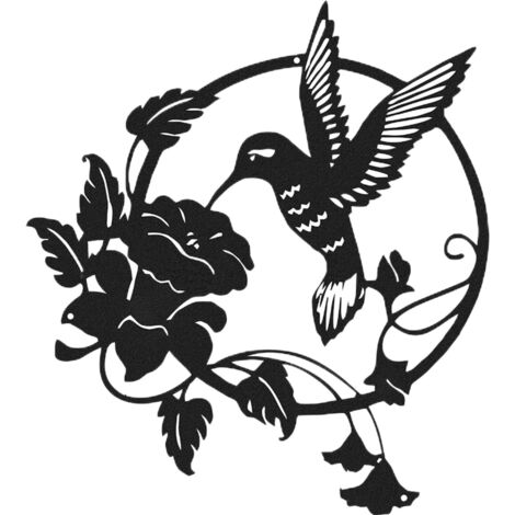Metall-Vogel-Silhouette, Metall-Wanddekoration, Metallskulptur, runde Wanddekoration, Wandbehang für Zuhause, Büro, Wohnzimmer, Hotel-Dekoration (25 cm)