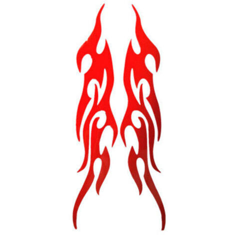 Motorrad-Flammen-Aufkleber, Hot-Rod-Feuer-Aufkleber, Tribal-Flamme, leuchtende Retro-reflektierende Aufkleber, Aufkleber für Motorrad-Fahrradhelm, Cane Walker (rot)