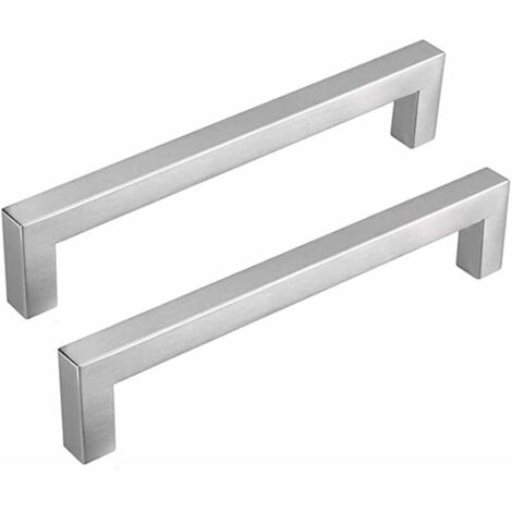 2er-Set Küchenschrankgriffe, Achsabstand 128 mm, Küchenschrankgriffe aus Edelstahl, silberner Küchengriff, gebürstetes Nickel, Küchenschrankgriffe aus Edelstahl