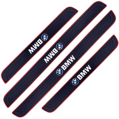 4 Stück Autotürschwellenschutz, Verschleißplatte, Autoaufkleber, Klebefolie zum Schutz der Autotürschwellen aus weichem PVC-Gummi (BMW)
