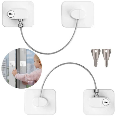 2er-Pack Kindersicherungen für Fenster, stark haftende Riegel mit PVC-Fensterspalt, Design ohne Bohren, geeignet für Türen, Fenster und Kühlschrankschubladen