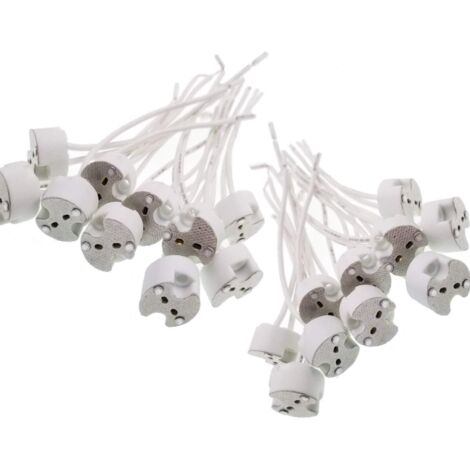 20 Stück G5.3/GU5.3/MR16 Keramik-Quarz-Lampenfassung, Fassung, Lichtbecher, Silikonkabel für Halogenlampen, LED-Lampen, weiß, 10 cm